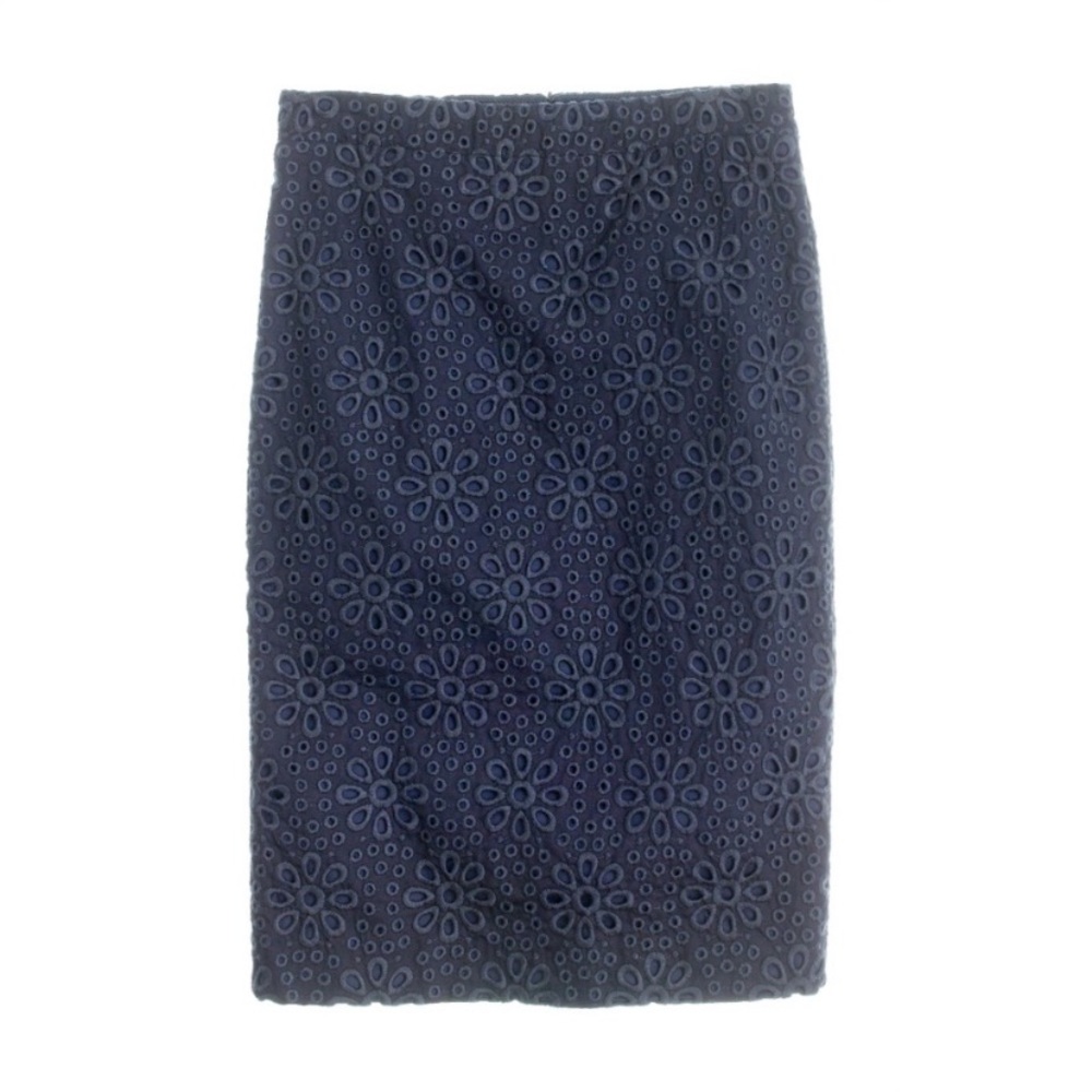J. Crew No. 2 Pencil Skirt In Navy Pinwheel Eyelet